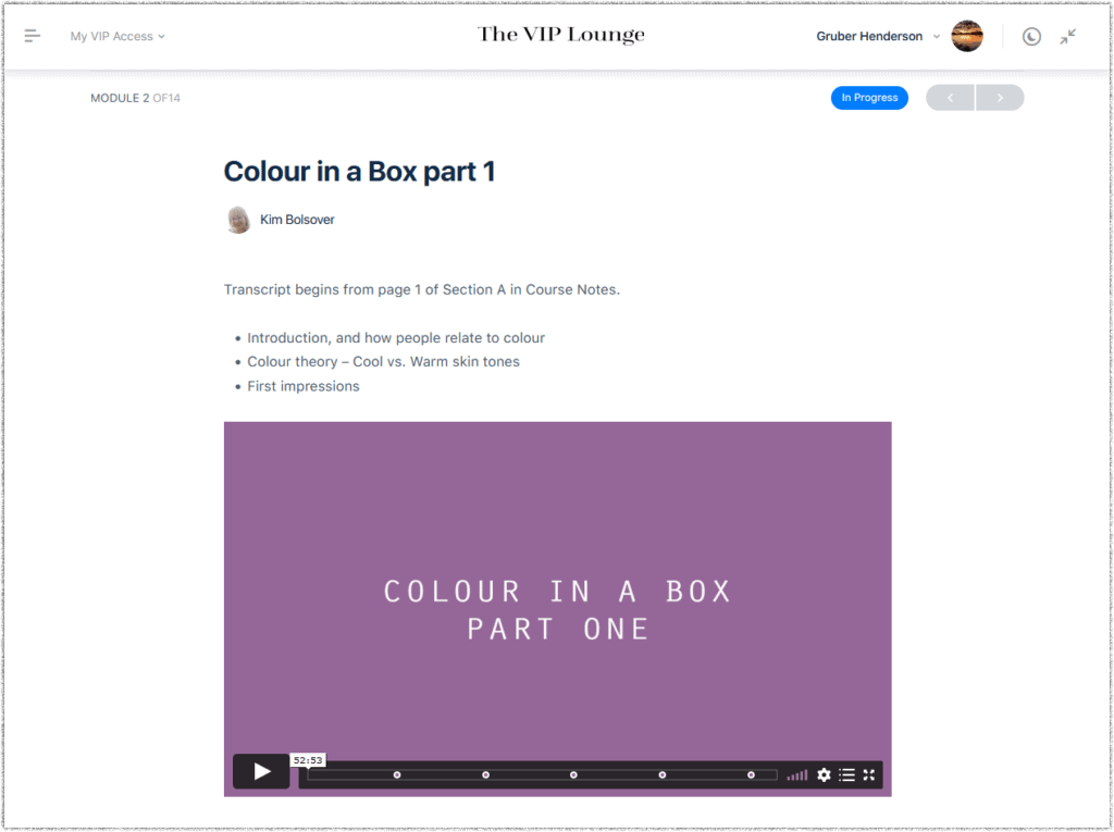 colour analysis course upgrades - video streaming made simple