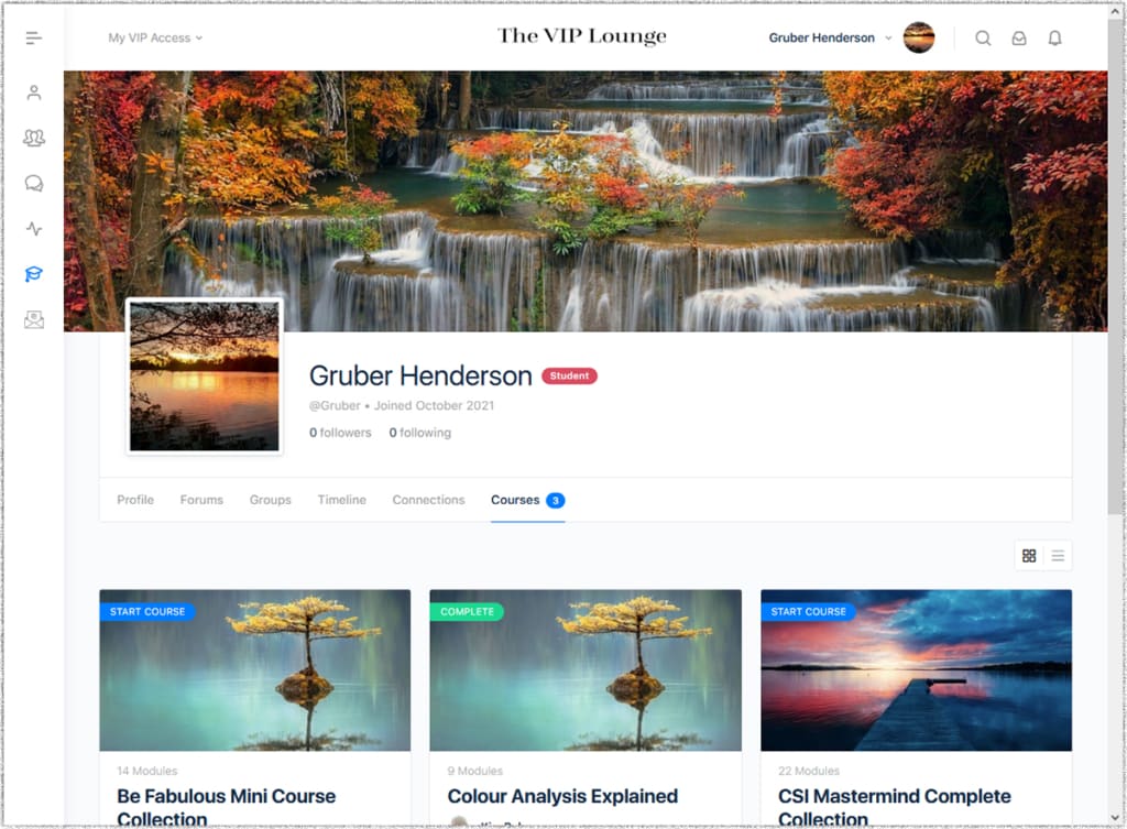 VIP Lounge new account layout
